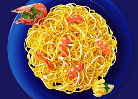Tagliatelle with citrus and shrimps